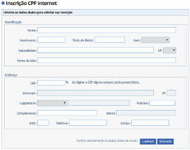 Formulário para tirar CPF